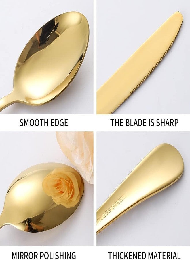 KitchEase 5-Piece Dinner Knives with Floral Printed Handle | Premium Stainless Steel Flatware Set of Steak Knives | Elegant Cutlery for Home, Restaurants, and Gifting (Aurum Gold) - Image 3